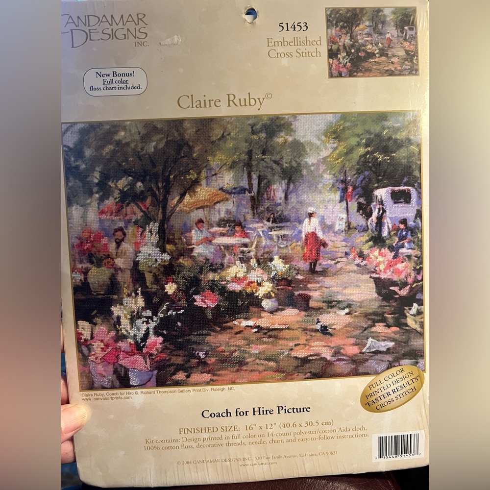 Candamar Designs Embellished Cross Stitch Kit Claire Ruby Coach for Hire VTG